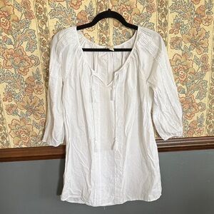 J. Crew White Blouse with Lace Accents size Small